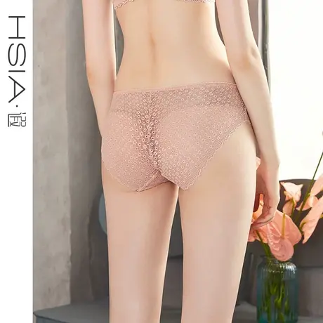 【蒲公英】遐全蕾丝三角裤女纯棉裆轻薄款透气无痕包臀中腰内裤女商品大图