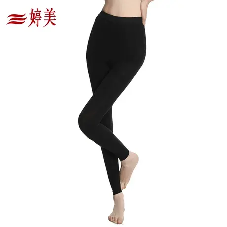 婷美女士内衣正品春秋薄款外穿重压塑身裤美腿九分打底黑色连裤袜图片