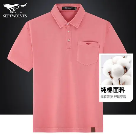 七匹狼狼族生活柔软纯棉短袖T恤男士青年简洁商务休闲翻领Polo衫图片