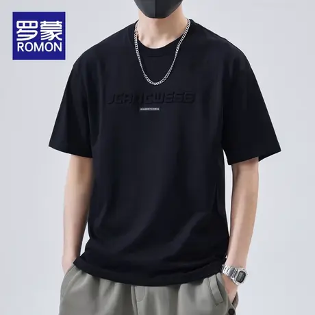 罗蒙短袖t恤男士宽松胖子大码男装潮牌2023新款衣服体恤夏季薄款图片