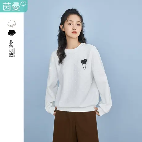 茵曼甜美女2023年春季新款立体爱心圆领套头宽松百搭休闲长袖卫衣图片