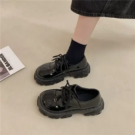 大头复古黑色英伦风小皮鞋女2024新款春秋季厚底百搭玛丽珍单鞋子商品大图