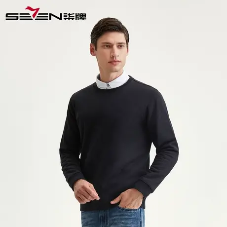 【清仓】柒牌男装秋冬保暖弹力青年长袖打底衫时尚休闲男套头卫衣图片