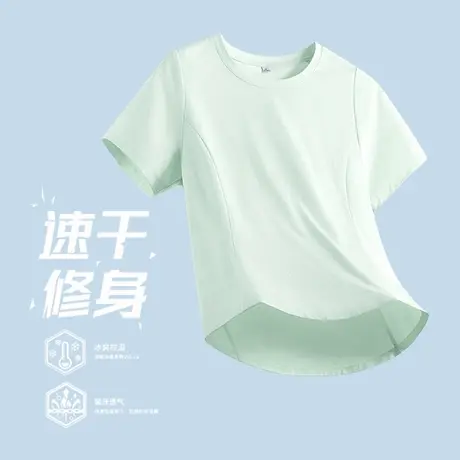 回力绿色速干短袖t恤女夏季2025新款修身显瘦跑步瑜伽半袖上衣Z4商品大图