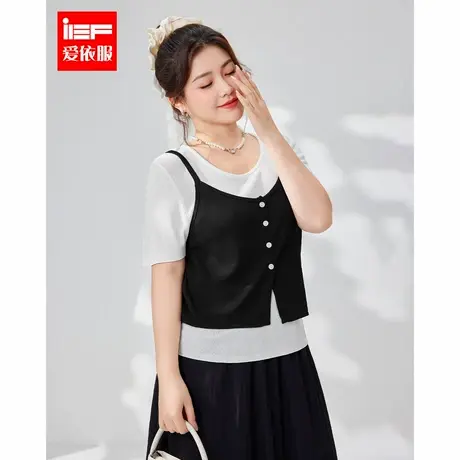 IEF/爱依服大码女装2025夏季新款法式温柔小女人气质显瘦毛织上衣商品大图