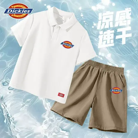 Dickies童装男童套装夏季儿童凉感速干白色polo衫男孩学院风t恤A商品大图