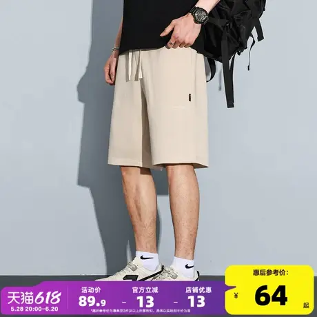 唐狮2025夏季新款男士休闲短裤抽绳五分裤宽松运动直筒裤子小细节商品大图