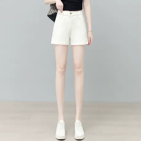 复古A字牛仔短裤女2025夏季高腰新款三分裤高腰显瘦透气阔腿裤商品大图