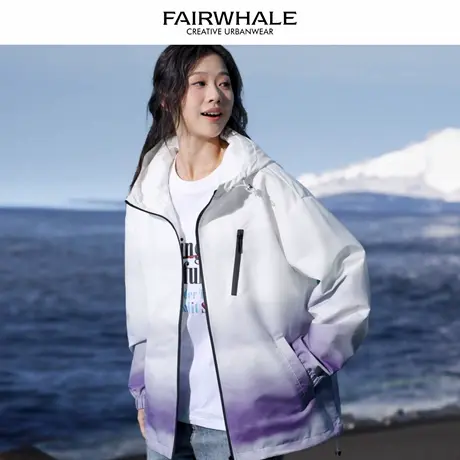 马克华菲美式复古连帽外套女2025新款春秋宽松休闲百搭情侣装上衣图片