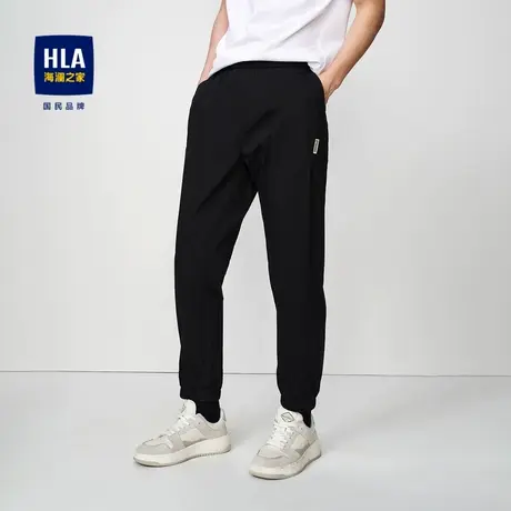 HLA/海澜之家抽绳松紧腰九分裤2023春夏新款束脚口透气弹力卫裤男图片