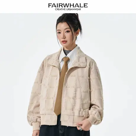 马克华菲美式复古立领短款外套女2025新款春秋宽松休闲百搭上衣潮图片