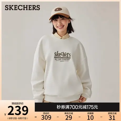 斯凯奇2025秋新款男女同款卫衣套头针织运动衫长袖T恤休闲打底衫商品大图