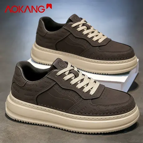 奥康男鞋2026新款冬季休闲百搭板鞋男士轻便复古增高软底运动潮鞋图片