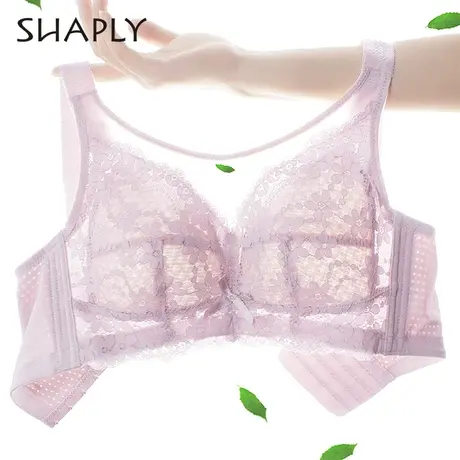 莎莲妮聚拢收副乳内衣女轻薄性感蕾丝大胸显小调整型无钢圈文胸罩商品大图