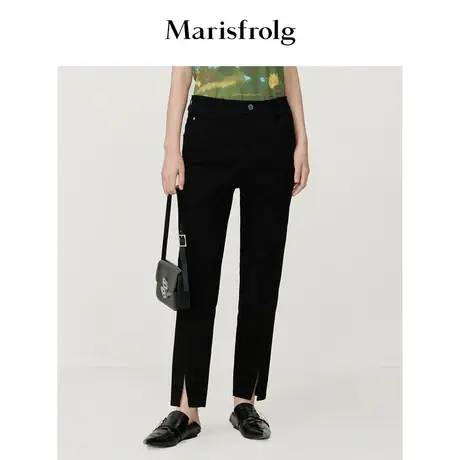 【都市通勤】玛丝菲尔牛仔裤夏季新款黑色水洗棉质小脚铅笔裤女商品大图