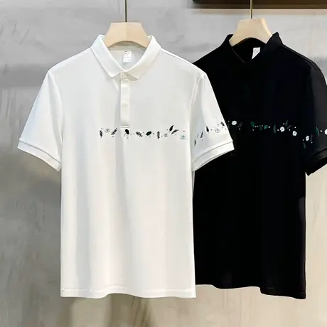 polo衫男短袖潮牌刺绣修身翻领半袖t恤男士保罗上衣服男夏季新款商品大图