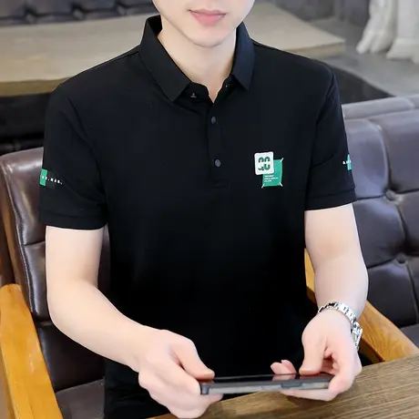 港士博夏季短袖t恤男潮流翻领POLO衫男士纯棉冰丝薄款爸爸装衣服商品大图