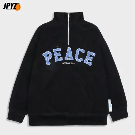 2022立领卫衣男女潮牌宽松百搭简约秋季情侣美式学院风长袖上衣图片