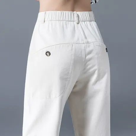 白色裤子女妈妈直筒裤2024新款九分薄款米白女裤休闲裤春秋哈伦裤商品大图