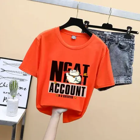 白色t恤女打底内搭夏短袖ins洋气宽松中长款中袖字母超火男韩版潮图片