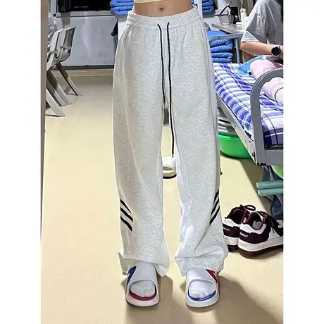 超火cec阔腿休闲长裤女秋冬宽松显瘦bf原宿风加绒加厚高腰运动裤商品大图