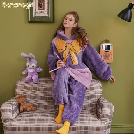 Bananagirl秋冬睡衣女珊瑚绒保暖加厚可爱甜美女公主风可外穿套装商品大图