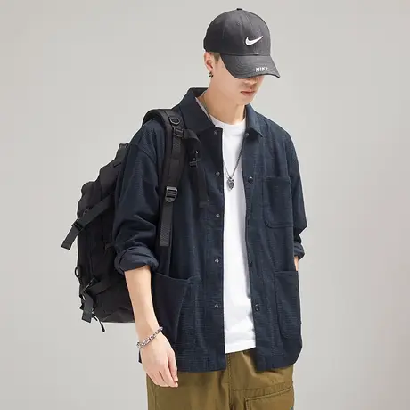 Modi Nick/摩帝尼克千鸟格高档薄外套复古水洗衬衫休闲潮牌男上衣图片