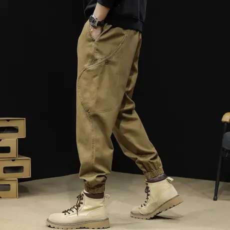 美式工装裤男春季2024新款潮牌休闲束脚男裤大码多袋复古裤子春秋商品大图