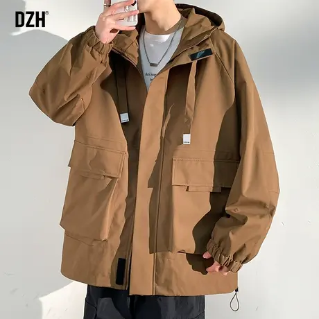 青少年工装连帽夹克外套男潮流百搭春秋款宽松休闲上衣2023年新款商品大图