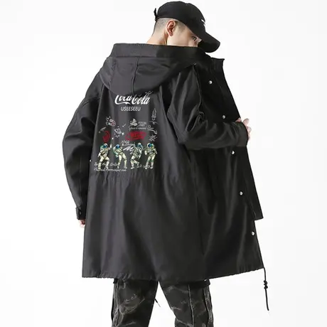 秀洛nasa宇航员外套联名可口可以风衣中长款潮牌新款冬季加绒衣服商品大图