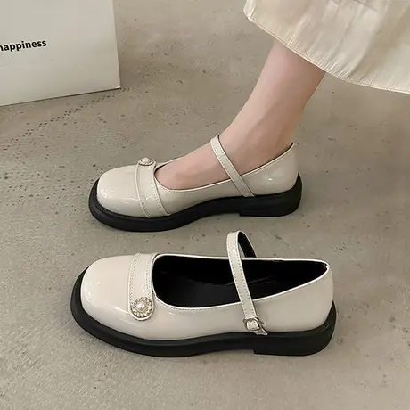 玛丽珍女鞋2023夏季新款低跟小香风单鞋百搭配裙子法式赫本小皮鞋商品大图