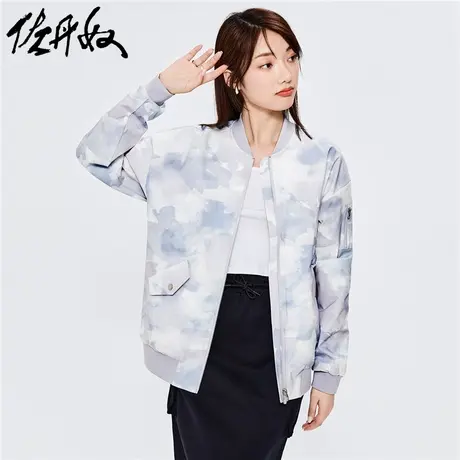 佐丹奴外套女装宽松多口袋棒球领飞行员夹克 05372722图片