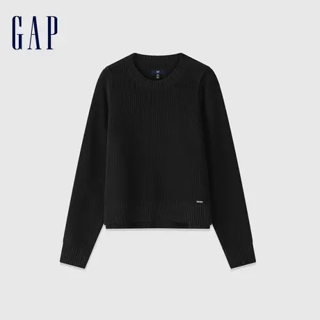 Gap女装春季2024新款纯色圆领镂空设计毛衣宽松保暖针织衫874386图片