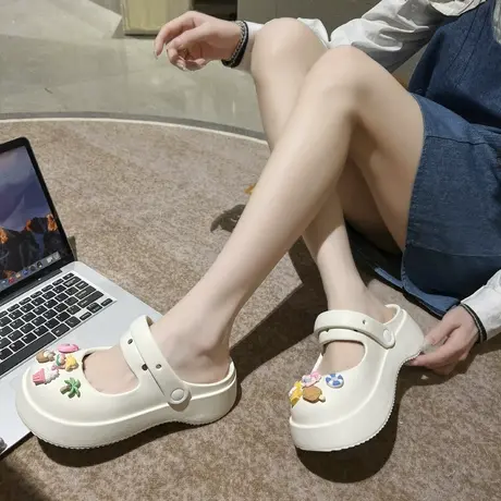 凉鞋女款2024新款少女感玛丽珍包头拖鞋夏季时尚ins潮厚底高级感商品大图