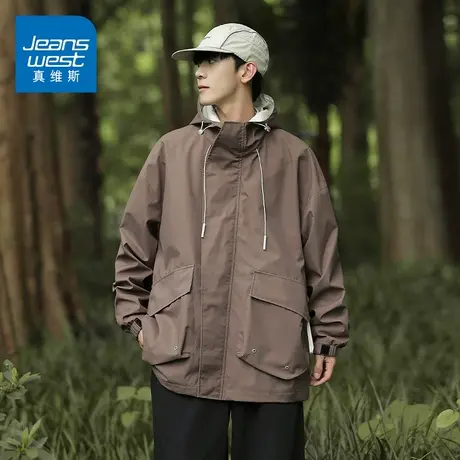 KZ真维斯秋冬季山系冲锋衣服外套男士夹克潮牌防风登山装上装男装商品大图