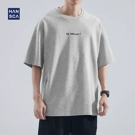 hansca 重磅短袖t恤男生夏季新款日系体恤宽松圆领休闲半袖上衣潮商品大图