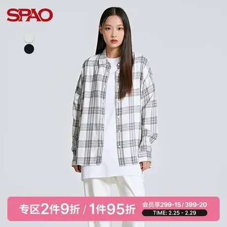 SPAO女士衬衫春季新款韩国同款格纹休闲宽松衬衫SPYCC38G01图片