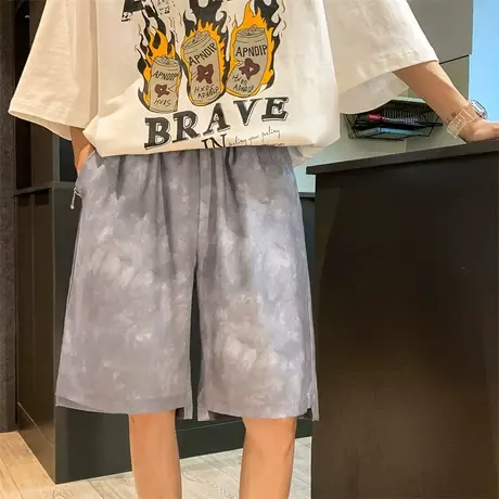 扎染运动短裤男夏季休闲宽松外穿中裤ins港风速干百搭直筒五分裤商品大图