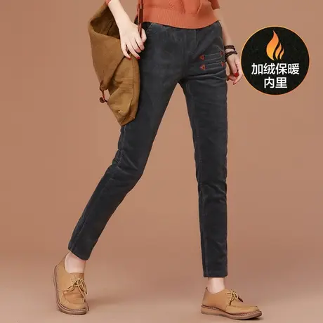 韩潮袭人灯芯绒休闲裤女宽松2023年冬装新款哈伦长裤保暖加绒裤子图片