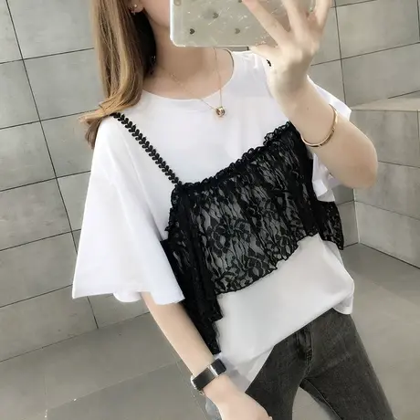 纯棉短袖T恤女装宽松2023年新款秋季洋气中长款设计感打底衫爆款商品大图