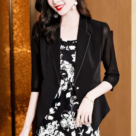 黑色西装外套女2023年新款高级感休闲西服小个子春秋大码气质上衣图片