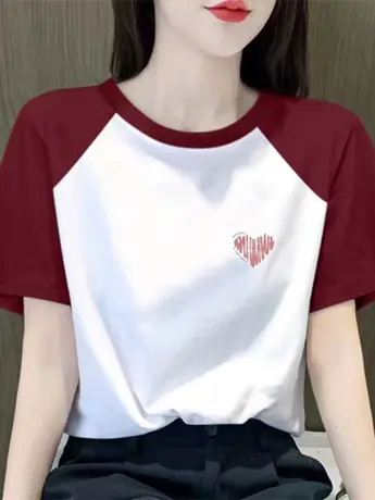 白色仿棉短袖正肩t恤女2023新款欧货夏季小众设计感别致潮牌上衣商品大图