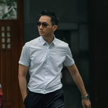 Seno商务暗门襟浅蓝衬衫短袖修身免烫职业夏季正装衬衣男商品大图