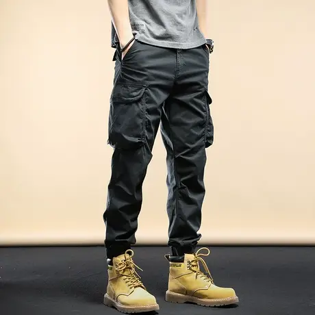 春夏街头工装裤男潮牌宽松休闲九分裤韩版潮流束脚裤多口袋裤子潮商品大图