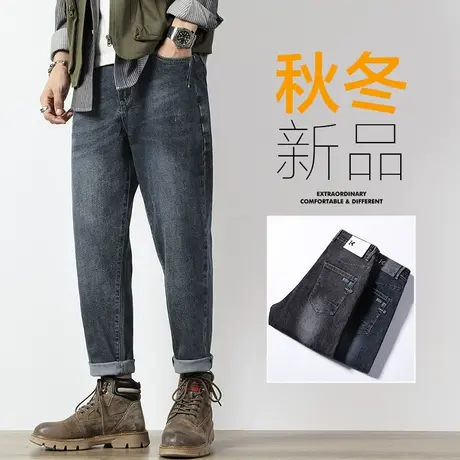 秋季牛仔裤男款宽松直筒高街男士休闲男裤子春秋款2023新款秋冬款商品大图