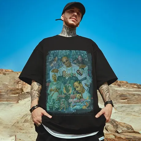 美式oversize短袖t恤男潮加肥加大码男装情侣bf宽松纯棉半袖潮流商品大图