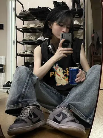 美式复古纯棉吊带运动坎肩背心无袖t恤女夏季外穿篮球服宽松上衣商品大图