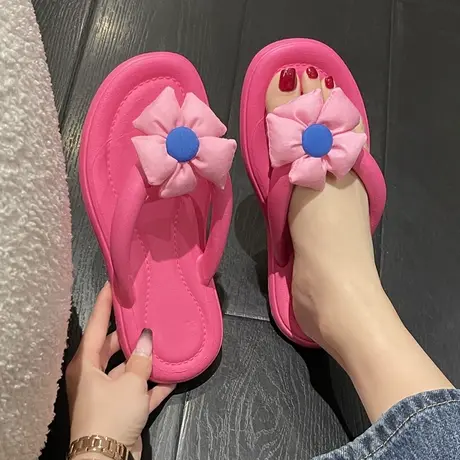 踩屎感软底凉拖鞋女夏季ins潮外穿可爱花朵夹脚人字拖防滑沙滩鞋商品大图