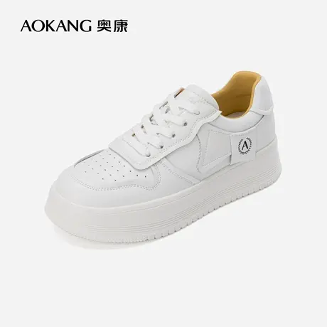 奥康女鞋 2023春季新款时尚百搭小白鞋滑板鞋平底日常舒适透气潮图片