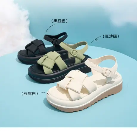 卓诗尼厚底运动凉鞋女2023夏季新款仙女风软底轻便罗马凉鞋沙滩鞋图片